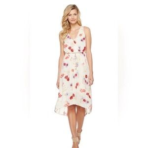 Lucky Brand Floral High Low Dress - Cream and Red